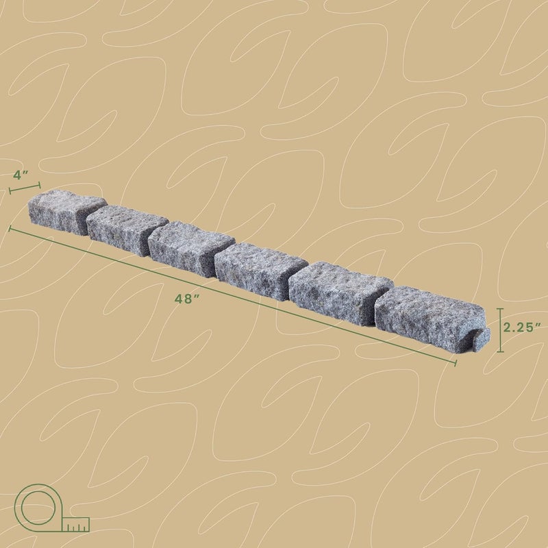 Beuta Landscape Edging | Garden Edging Border | Faux Stone Bricks for Lawn edging, Flower beds, Pathways & Yard Edging– 4 Packs | Each Section Has 6 Bricks 48"L x 4"W x 2.25"H | 12 Spikes |Greystone - Image 5